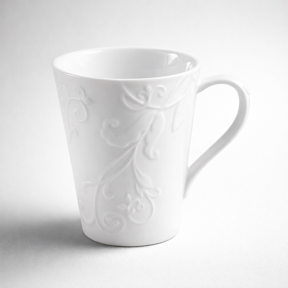 Corning Corelle Bella Faenza Embossed 10-oz Cup/mug White Porcelain RETIRED